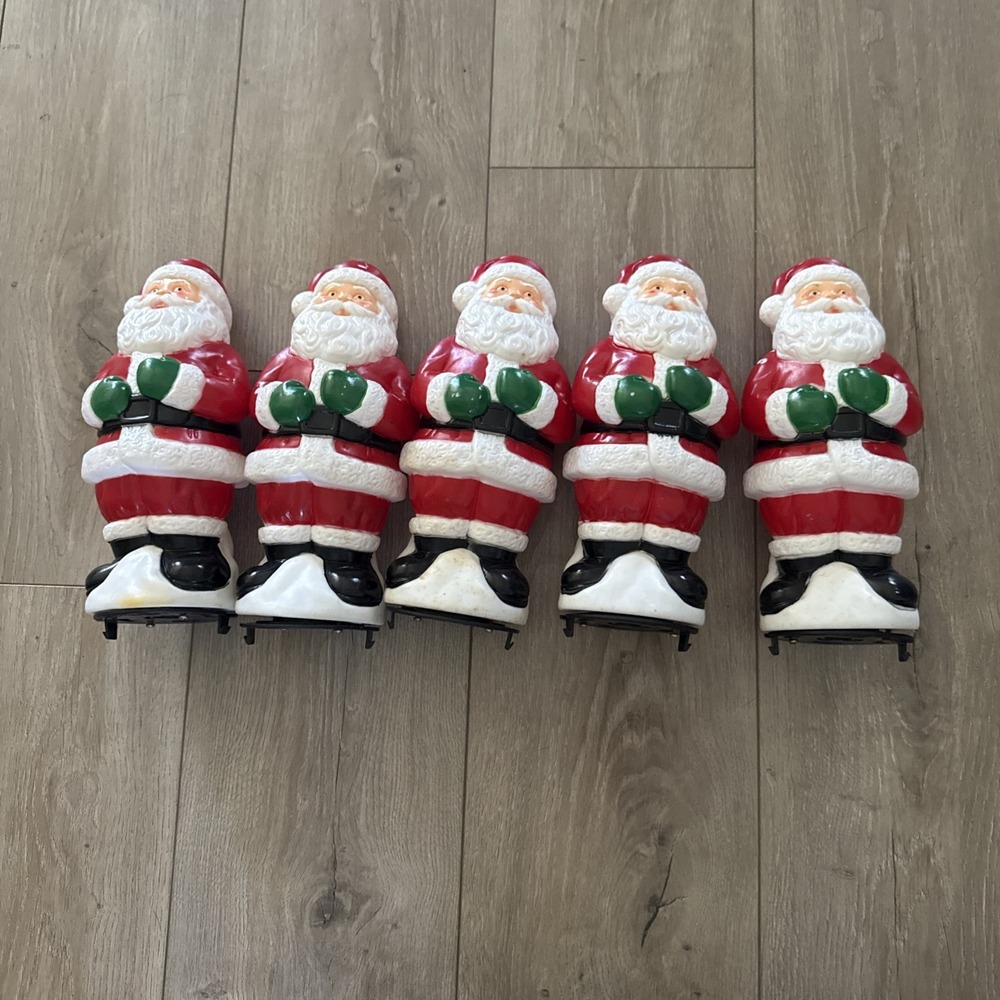 Lot of 5 SANTA CLAUS Blow Mold Empire 1995 Christmas Light Topper 10" Decoration